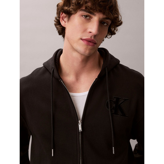 Calvin Klein Ανδρική ζακέτα Velvet Monogram Zip Thru Hoodie